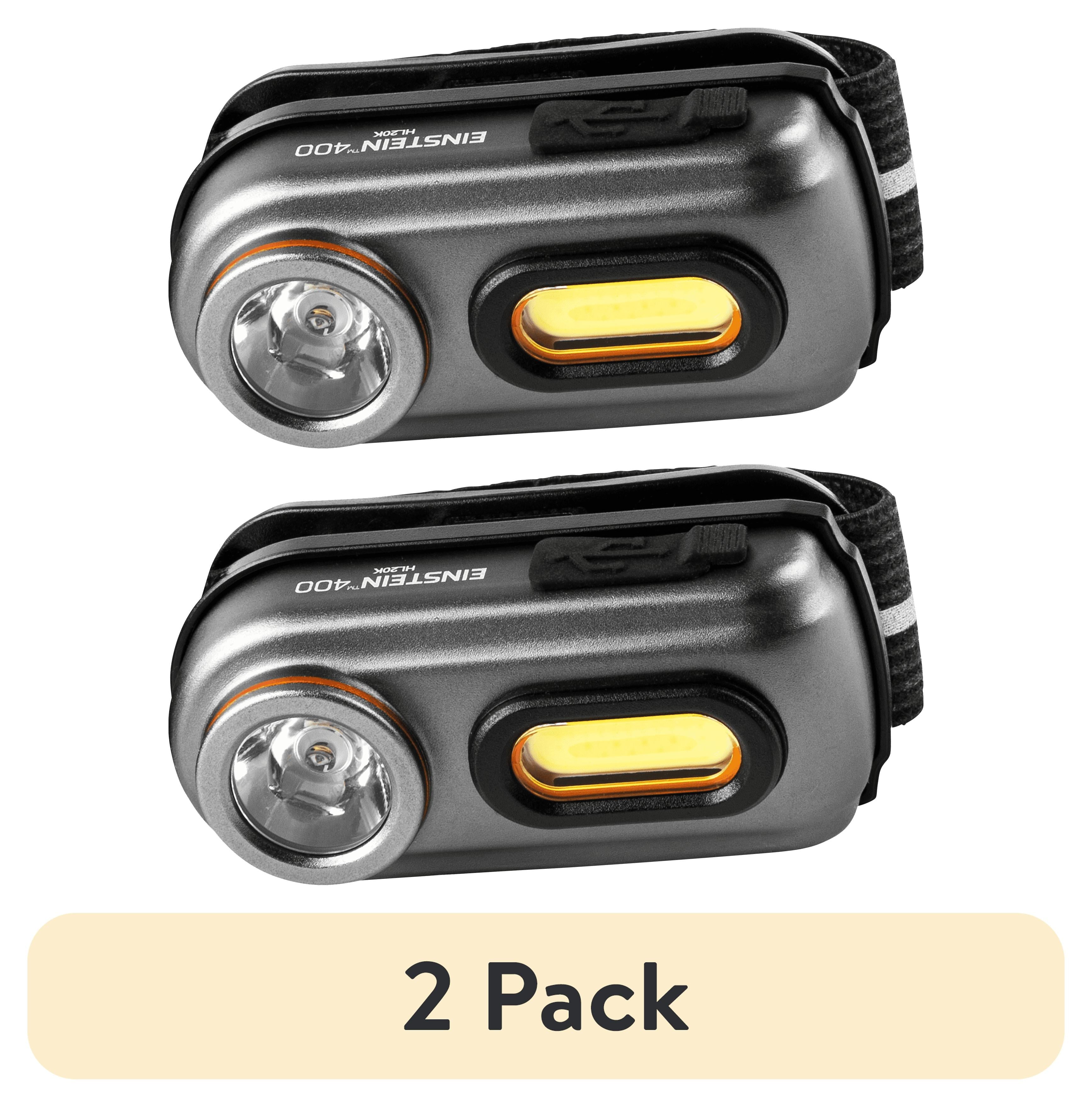 (2 Pack)  Einstein 400 Lumen COB LED Gray Rechargeable Headlamp