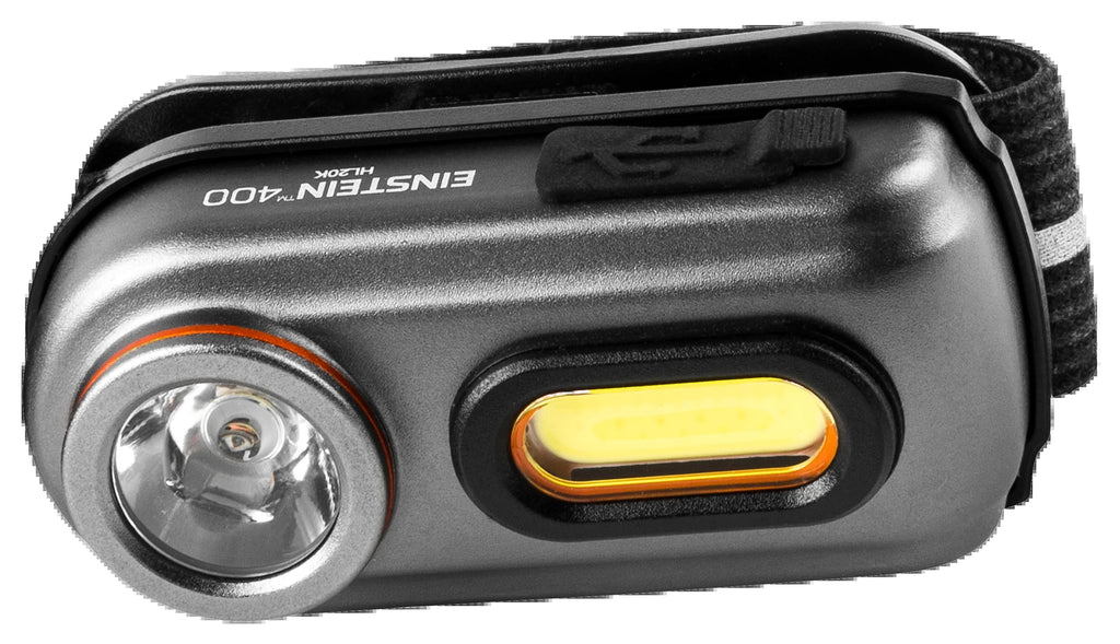 (2 Pack)  Einstein 400 Lumen COB LED Gray Rechargeable Headlamp